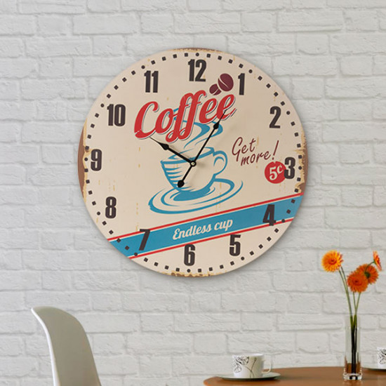 Vintage Coconut Coffee Cup Wall Clock
